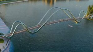 Будівництво пішохідного мосту до острову Оболонський